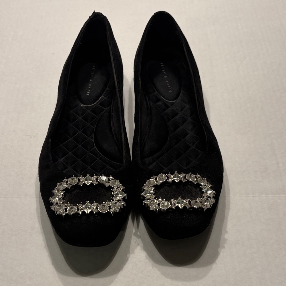 Kelly & Katie Carisma rhinestone Ballet flats size 9.5M- but Fit a size 10 Black